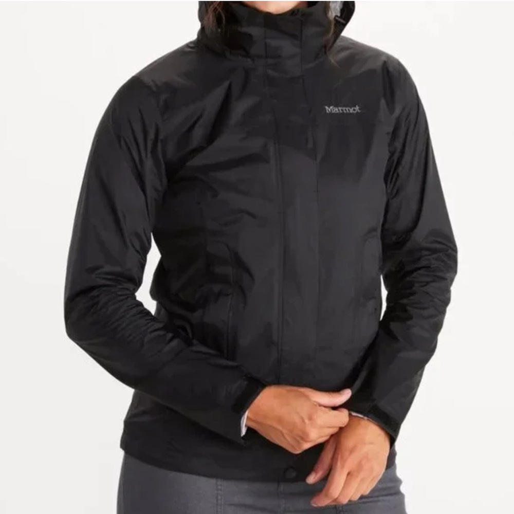 Marmot Women’s Eco Rain Jacket Black XS Waterproof Lightweight Hooded Shell